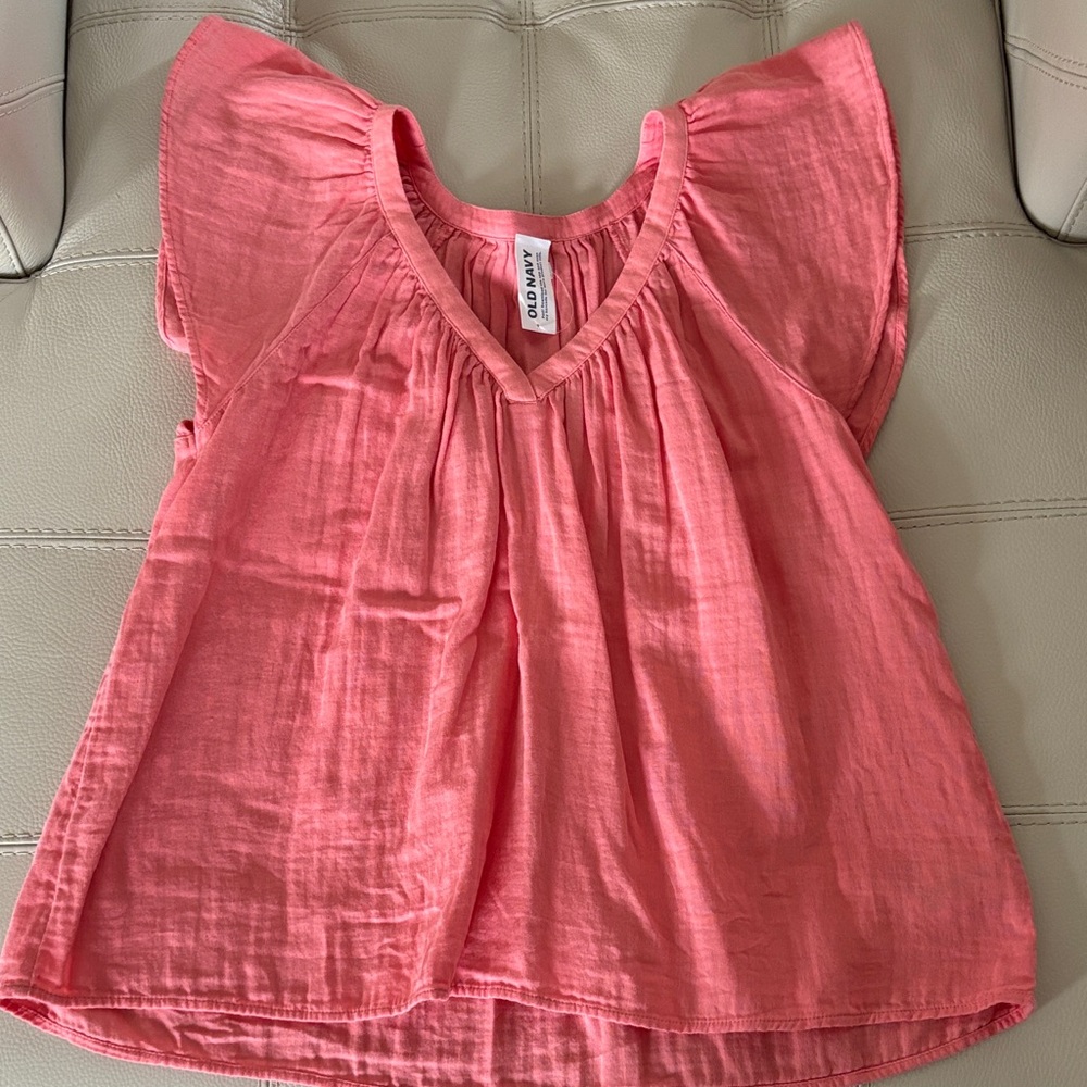 Old Navy Coral Flutter Sleeve Blouse